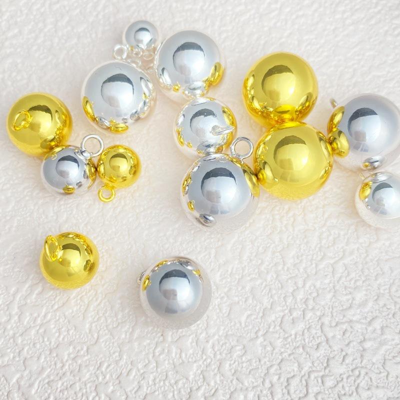 Gold-Plated Hollow Ball Pendant Beads for Jewelry: Necklace, Bracelet, Earrings - Various Sizes for DIY.