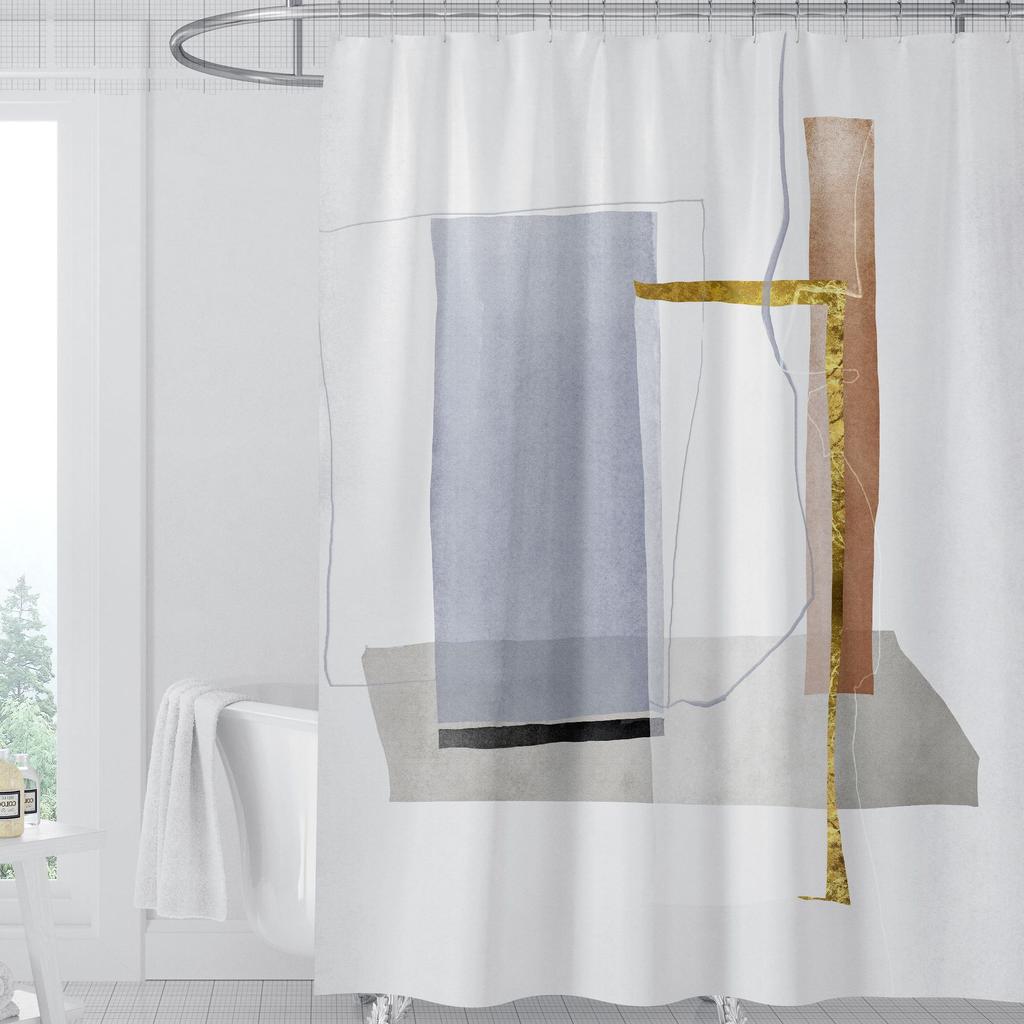 JINRUN Badezimmer verdickter wasserdichter Vorhang, schimmelfester Duschvorhang, Duschtrennwand-Vorhang, Duschvorhang, Badezimmer-Vorhang, kostenlose Perforation