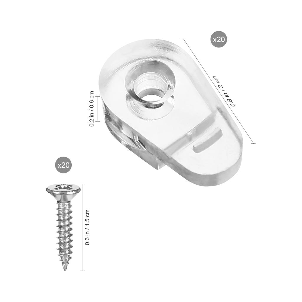 20 Pcs Clear Plastic Holder Clip Mirror Mounting Clips Mirroraid Mirror Mounting Tool Mirrors Buckle Plastic Clips