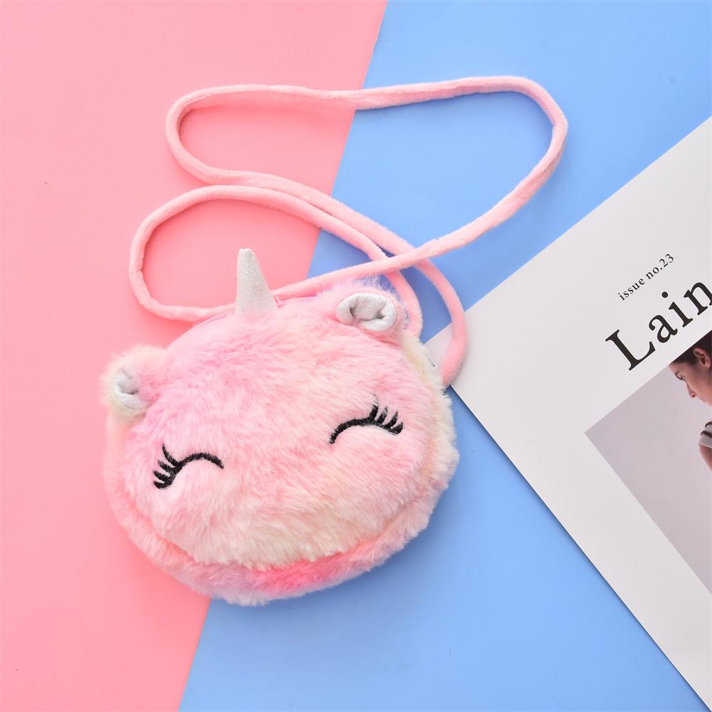 Cute Unicorn Plush Crossbody Bag Corduroy Square Phone Purse Cartoon Mini Shoulder Bag For Women Girls