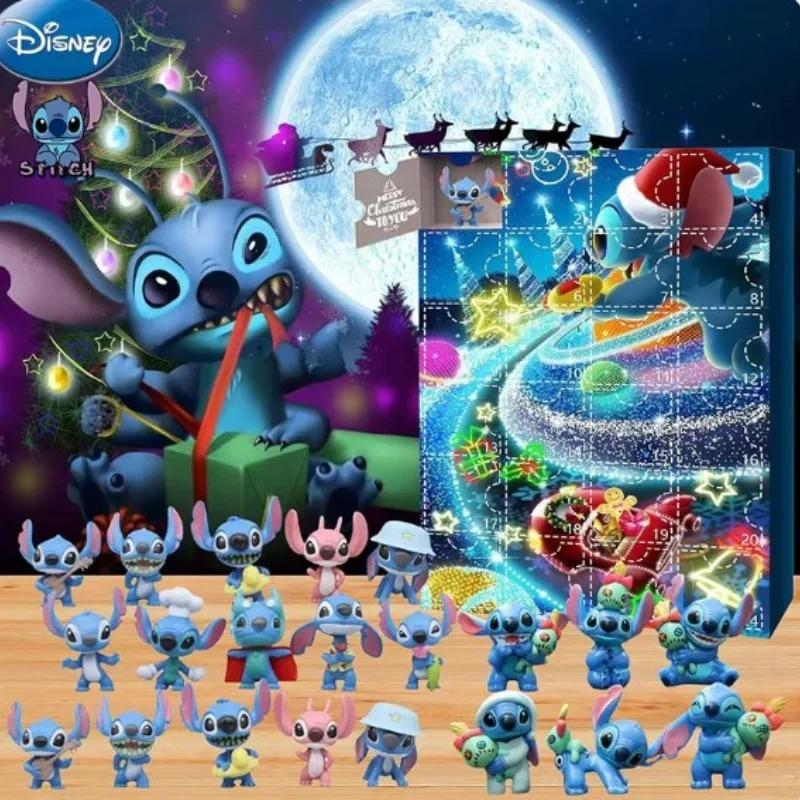 Stitch Adventskalender Box Lilo Stitch Blind Box 24 Tage Modell Anime Figur Countdown Kalender Schmuckstück Weihnachtsgeschenke