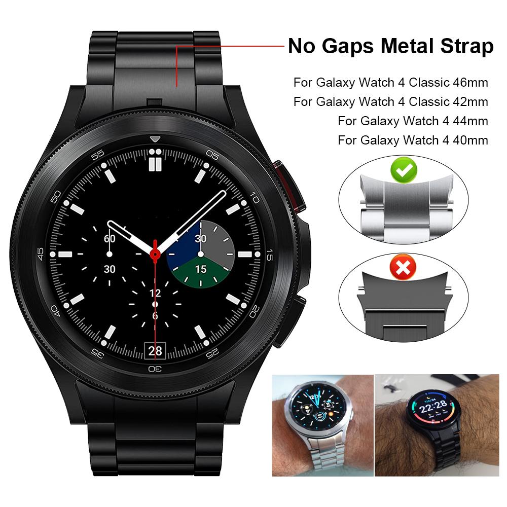 Geen Kieren Roestvrij Staal Band Voor Samsung Galaxy Watch 4 Classic 46mm 42mm/44mm 40mm/Galaxy Watch 5 Pro 45mm Band Metalen Armband