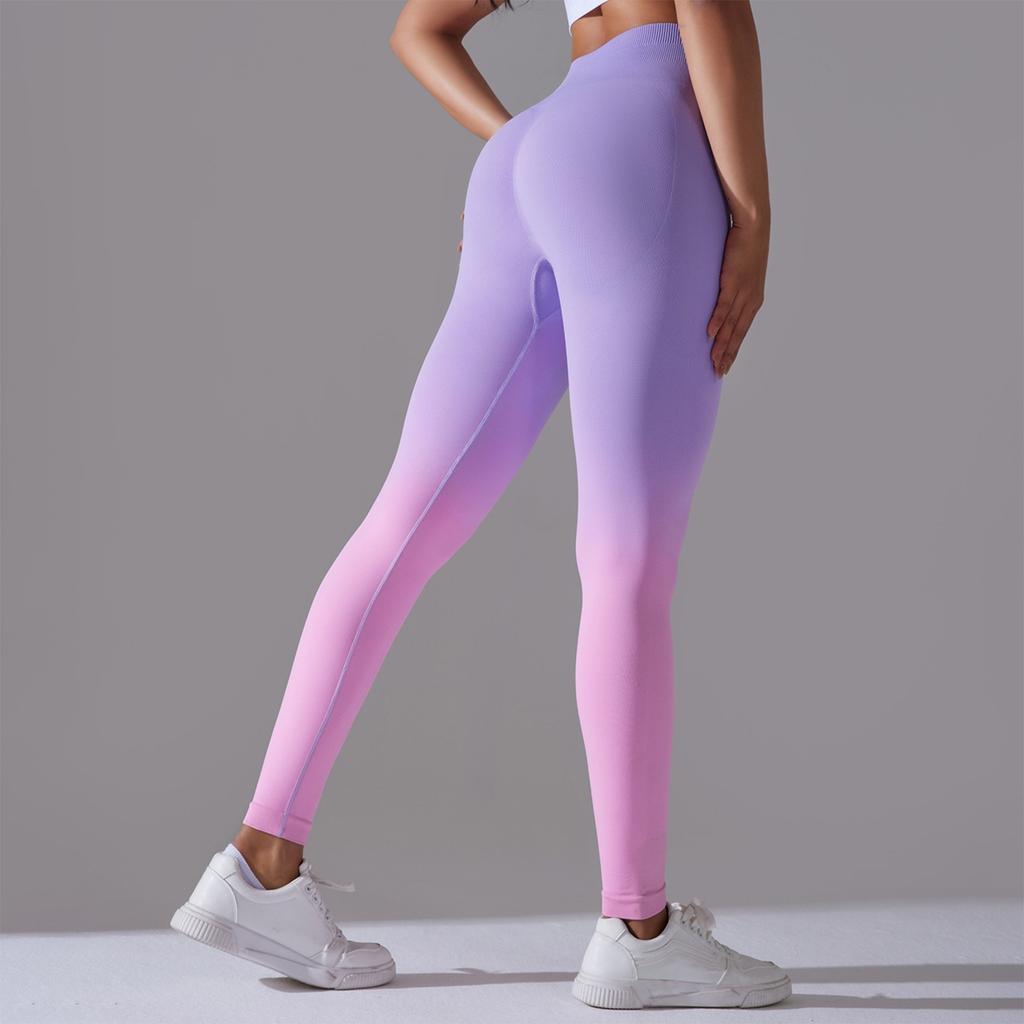 Women's Seamless Gradient Yoga Pants Tight Fitting Hip Lifting Sports Pants Quick Drying Yoga Pants