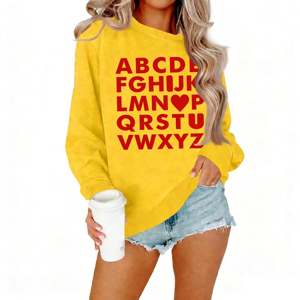 Ladies' Casual Women's Printed Round Neck Pullover Hoodie