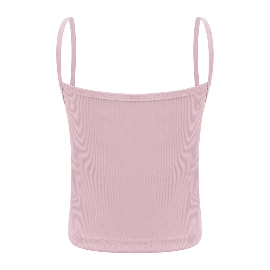 Top Corto a Coste Senza Maniche per Bambine Ragazze con Spalline Sottili Maglietta Intima Monocolore per Danza Sport