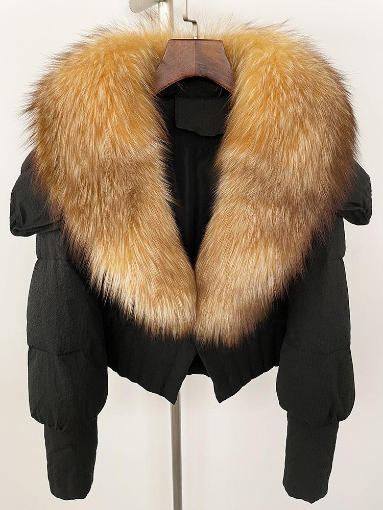 OFTBUY Down Jacket Women 2024 New Winter Natural Real Raccoon Fox Fur Collar Short White Duck Down Coat Thick Warm Casual Outerwear