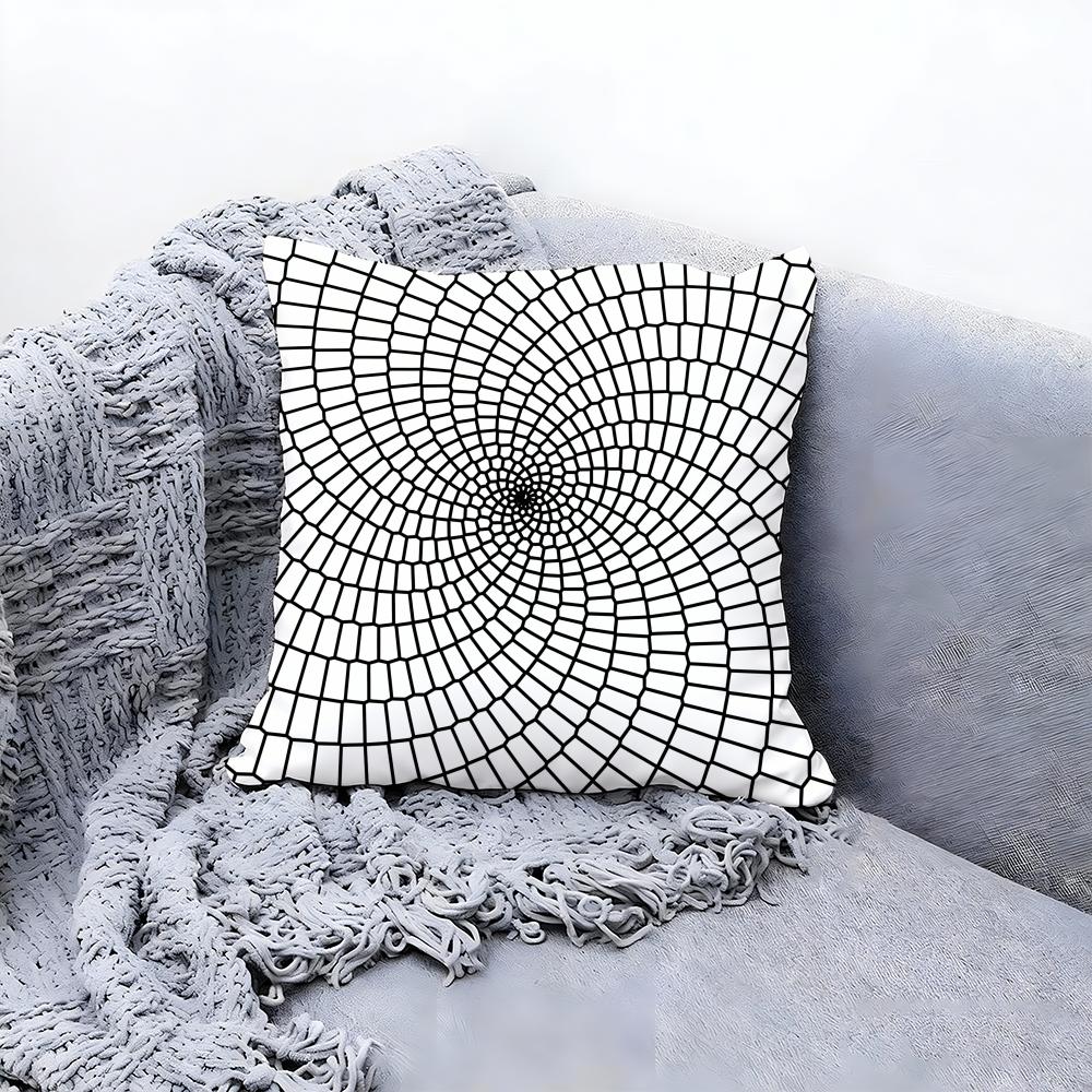 Clean Minimal White Geometry Cushion Cover Premium Comfort Reversible Pillow Cove Two In One Design for Any Room Car Interior