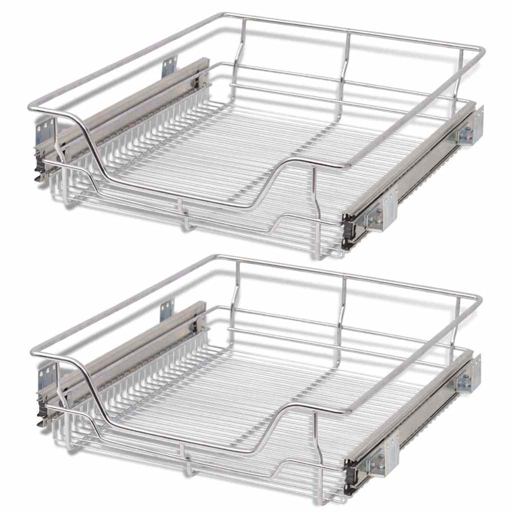 Eingebaute Korb-Schubladenschienen 2 Stück Silber 500 mm