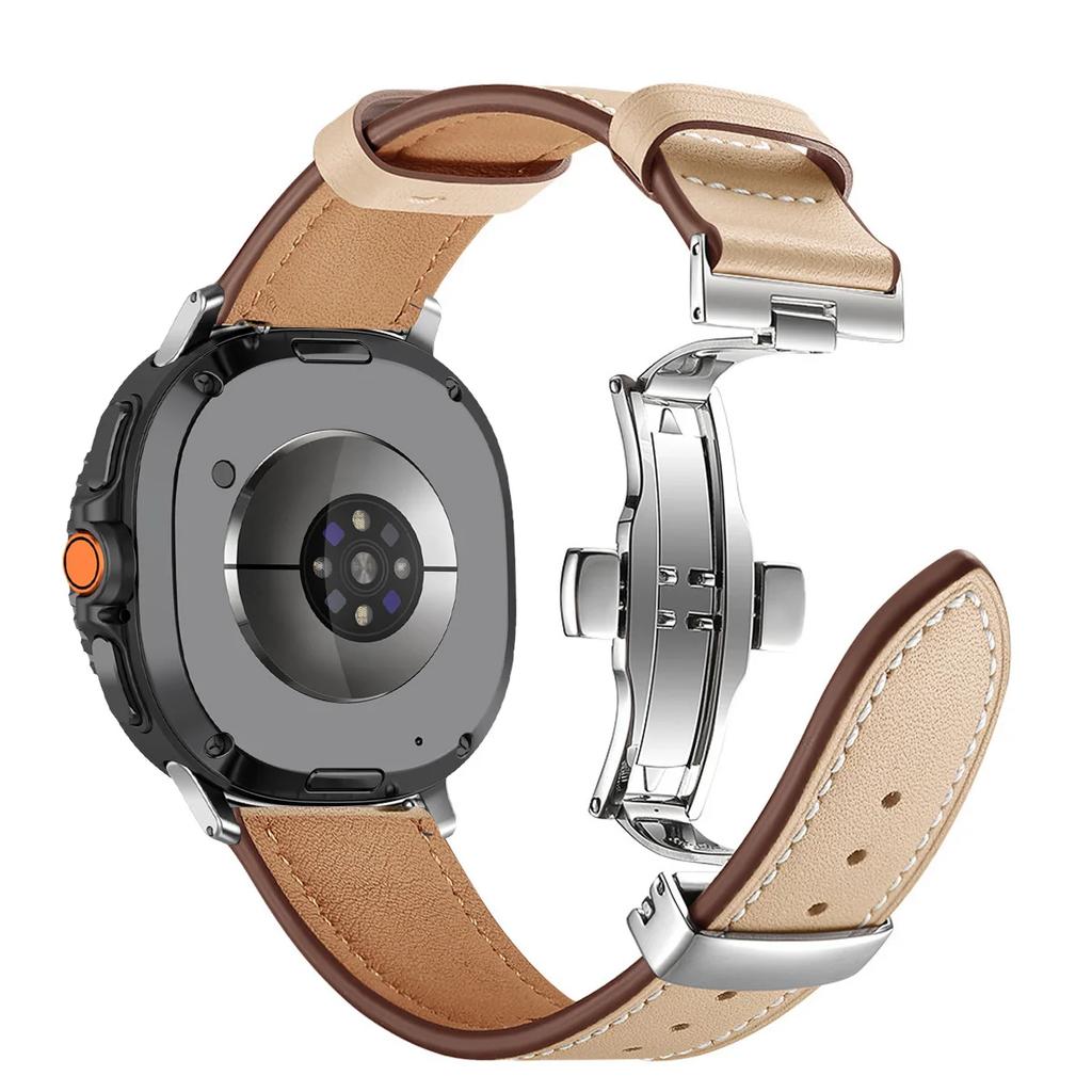Kožený pásek pro Samsung galaxy watch 8 40 44mm /8 classic 46mm Obchodní řemínek pro galaxy ultra 2025/7 47mm Náramek pro chytré hodinky