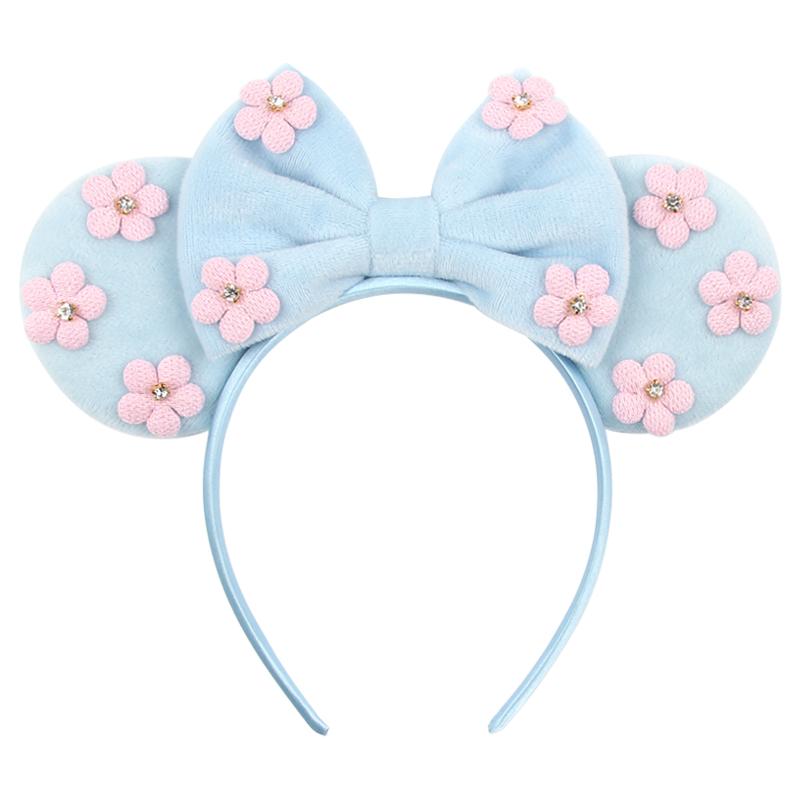 Disney Mickey 3.3"Velvet Ears Headband For Girls Soft Bow Hairband Halloween Festival Party Christmas DIY Hair Accessories