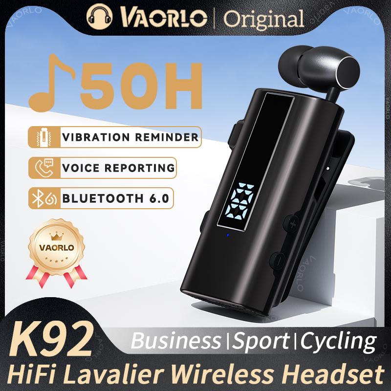 K92 Bluetooth 6.0 Lavalier Business Headset Call 30h/Music 50h Vibration Reminder LED Digital Display With Mic Wireless Earphone