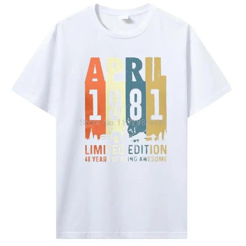 Vintage Tillverkad 1981 Alla Originaldelar Födelsedags-T-shirt Jubileums-T-shirt Oversized Unisex Kläder T-shirts För Unisex Streetwear
