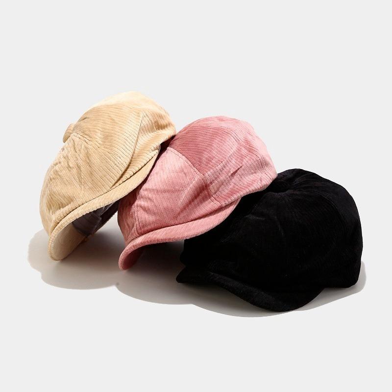 Korean Version Corduroy Octagonal Hat Female Literature Style Painter Multi Color Fashion Women Hats Accessories