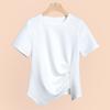 Summer Women's Clothing New Short-sleeved Women's Thin Top Design Sense Irregular Split Hem Niche Half-sleeve