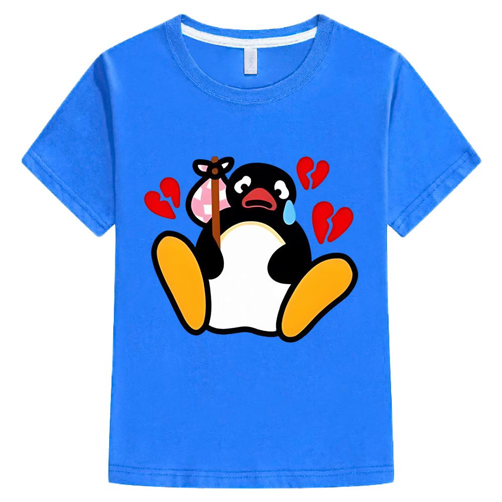 Pingu Kawaii Cartoon Print T-shirt Boys Girls Cartoon Graphic Tee-shirt 100% Cotton Tees Short Sleeve Summer Fashion O-neck Tops Anime T-shirt