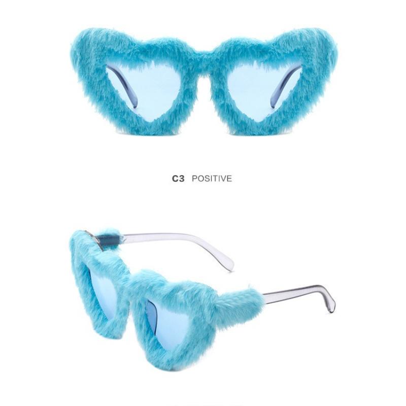 New Fashion Glasses Plush Love Sunglasses Peach Heart Dance Party Funny Heart Sunglasses