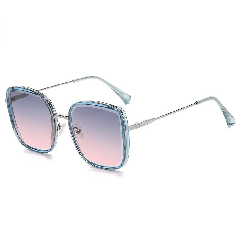 New Tea Sunglasses for Women Luxury Large Frame UV Resistant Designer Sun Eyeglasses High-end Driving Shades