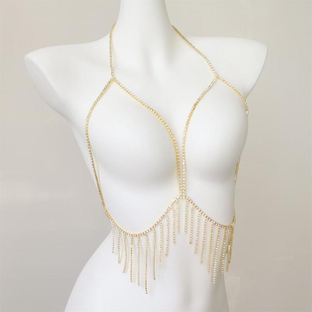 European Rhinestone Tassel Bikini Body Chain - Elegant & Sexy