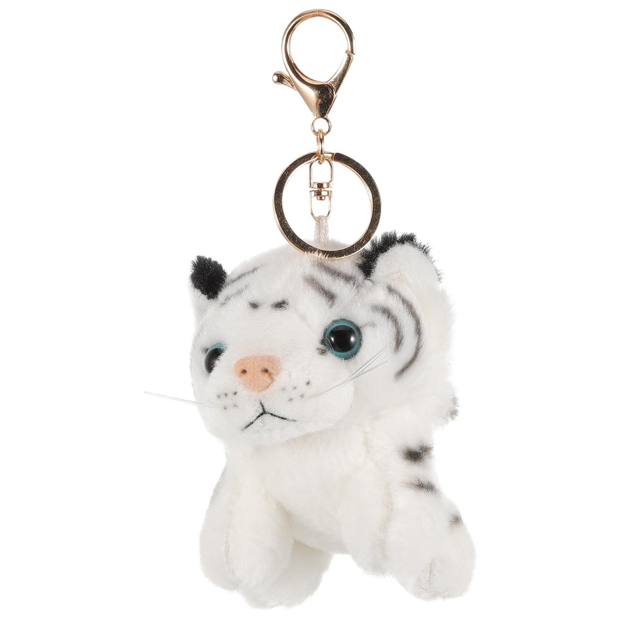 Alipis White Tiger Plush Keychain, White Tiger Mascot, Bag Charm, Cute Fluffy Animal Strap, Keys, Backpack Decoration, Gift (11cm)
