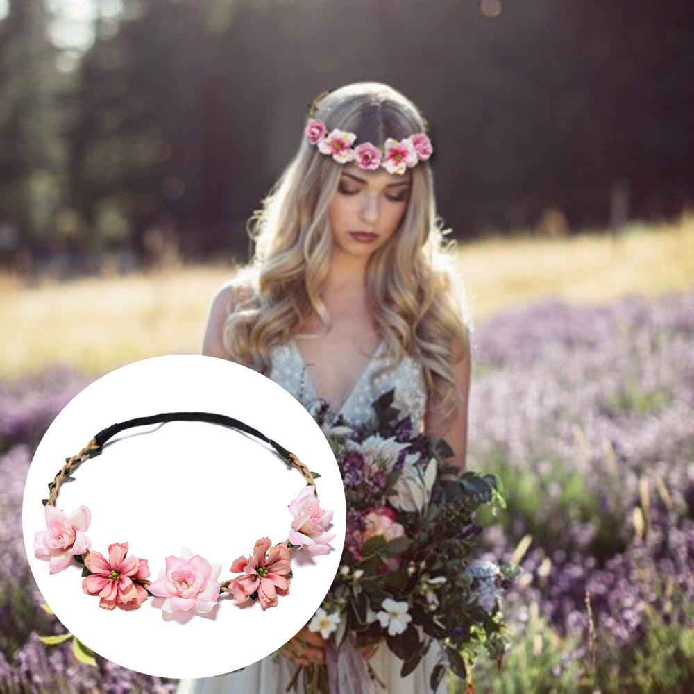 Fashion Women Floral Garlands Headband Bride Wedding Hair Accessories Wreath Flower Crown Girl Headdress Girls Hair Bands