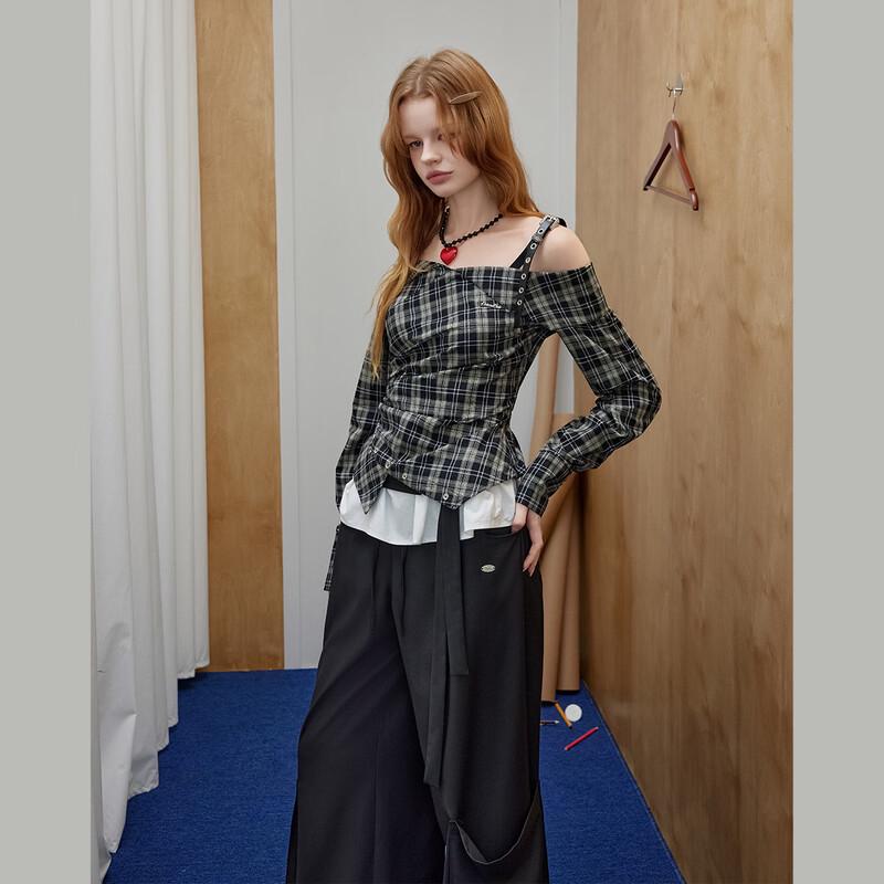 unifree American College Style Irregular Hem Long-Sleeve Shirt