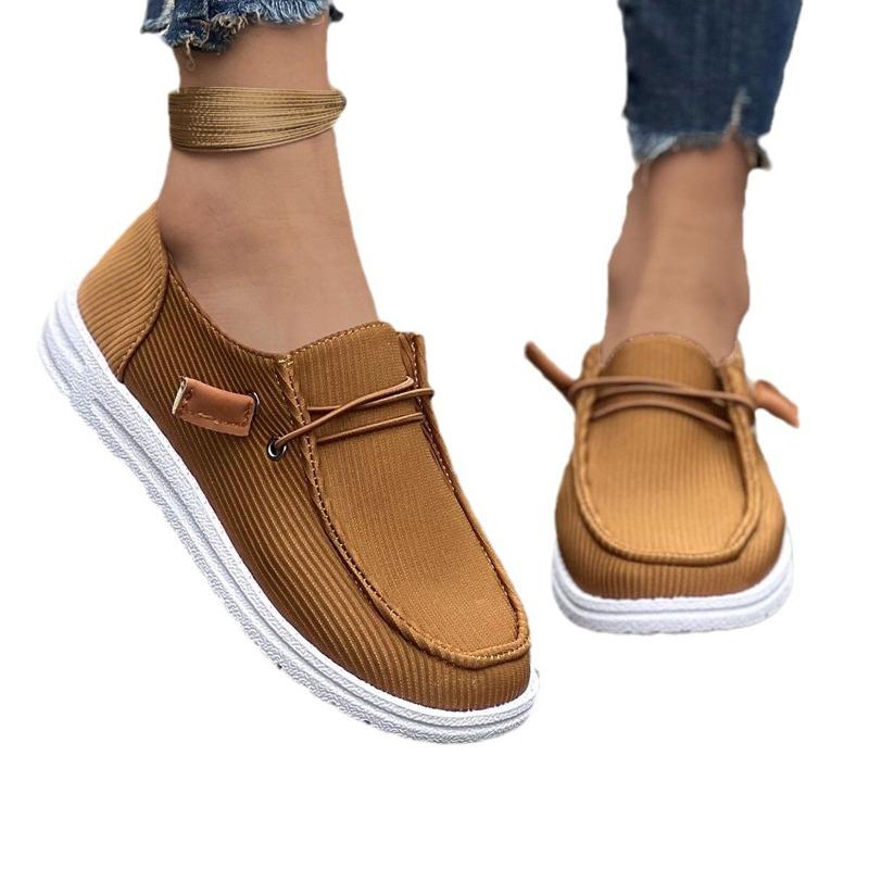 Frühling und Herbst neue große Größe flacher Mund lässige einzelne Schuhe Damen Schnürung flacher Boden Fuß Low-Top Damen einzelne Schuhe