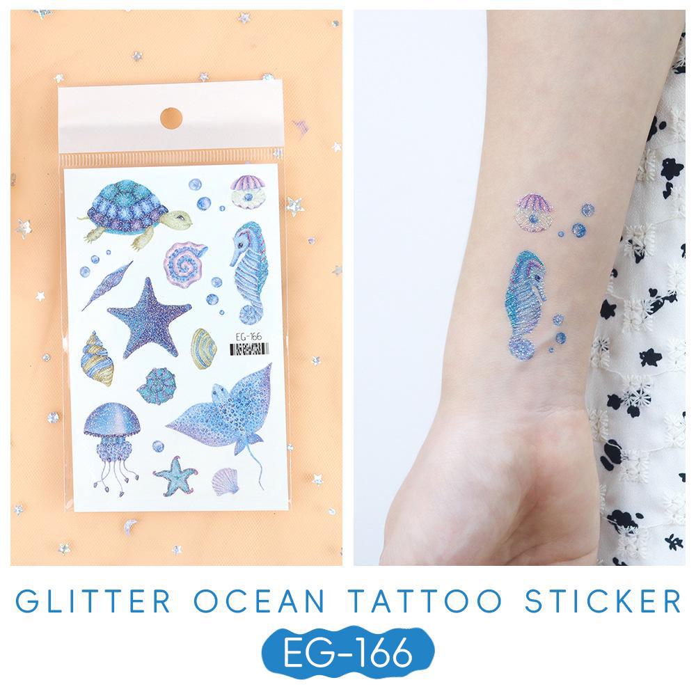 

2023 Ruikalong водонепроницаемые блестящие морские животные мультфильм татуировки наклейки для детей 75x120 mm