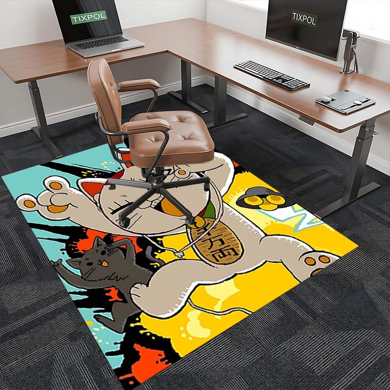 1pc Anime Cat Chair Mat: Cute Cartoon Design for Office and Home Decor - Perfect Gift for Any Season!U090