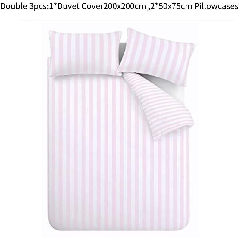 

3pcs Pink Stripe Double Duvet Cover Set Pillowcase 3d Printed Design Soft Fabric