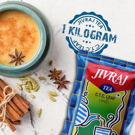 Jivraj Tea 1kg | CTC Assam Černý Listový Čaj | Prášek Chai Patti