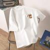 Front Shoulder Short-sleeved White Cotton T-shirt Women's Crew Neck Summer Inner Bottoming Shirt Loose Large Size Simple Small Printing Tide