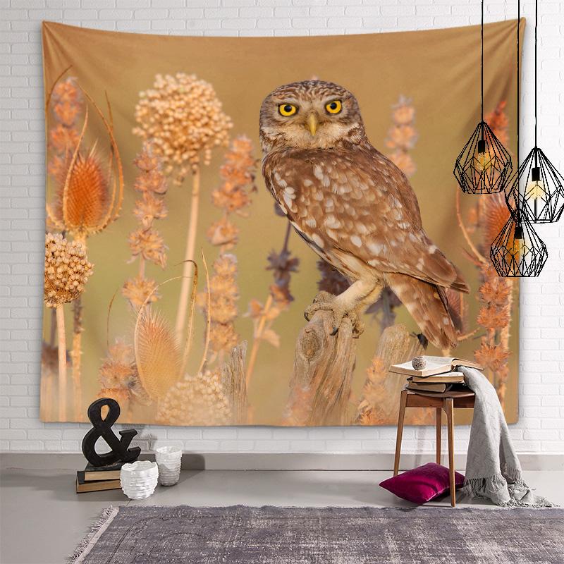Kawaii Owl Tapestry Background Wall Art Decoration Wall Hanging Living Room Bedroom Dormitory Room Cute Animal Home Decoration