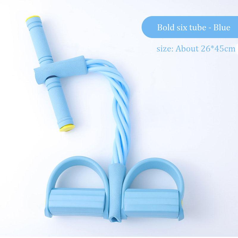 Six-Tube Pedal Tensioner Multi-Functional Experience Household Fitness Equipment Yoga Abdominal Strengthening Elastic Band Tension Rope синий