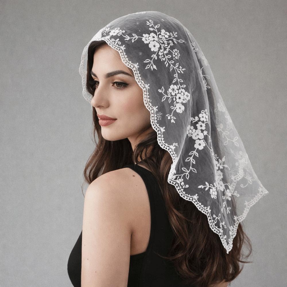 Fake Collar Lace Triangle Scarf Cloak Flower Scarves Retro Lace Scarf Veil Headband  Women