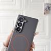 Pebbled Plain Leather Red Thin Circle Magnetic Case For Samsung Z Fold 7 fold7 Fold 6 Galaxy Z Fold 6 5 Camera protect Cover