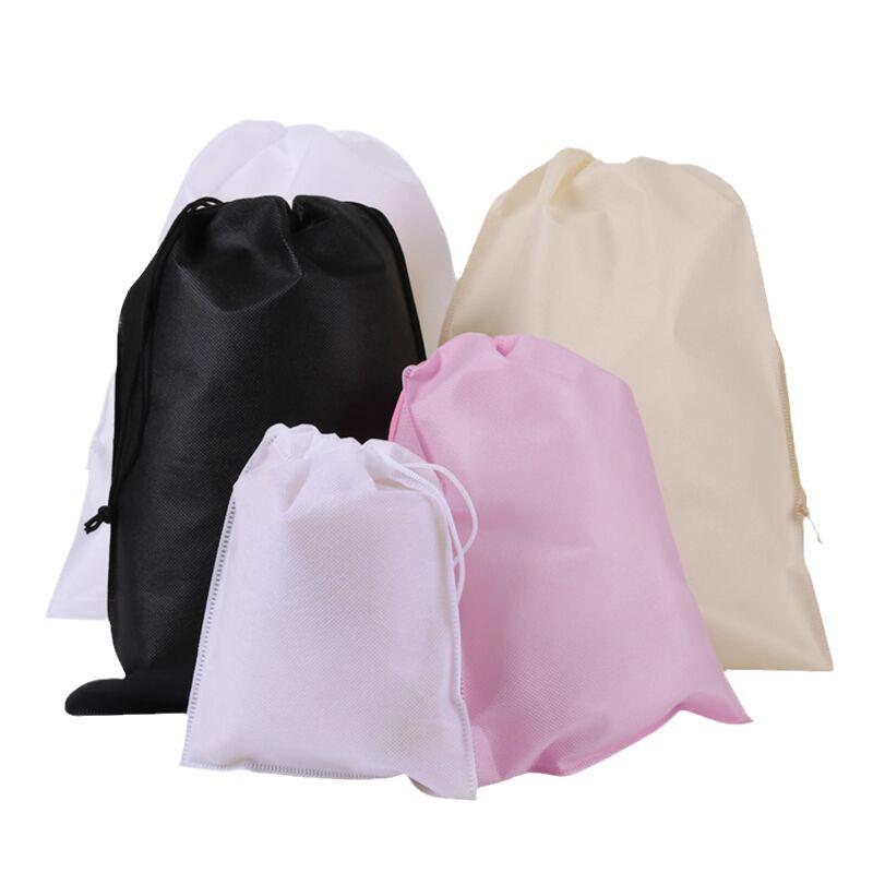 Stocked Non-Woven Drawstring Bag for Shoes and Bags – Dustproof with Window, Custom Logo, Visible Pull Rope