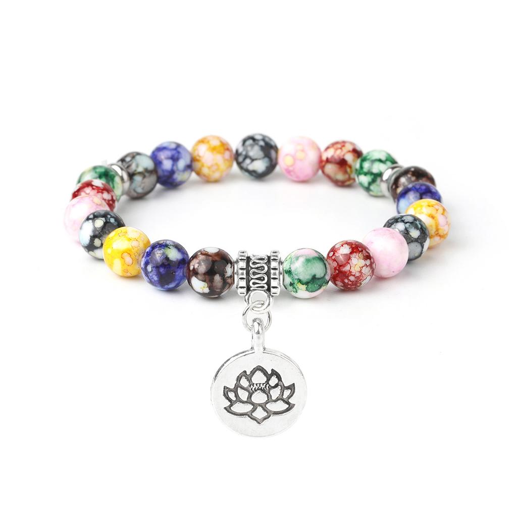 Hot Sale Acrylic Rainbow Beaded Bracelet, Handmade Colorful Balance Bead Stackable Wrist Jewelry