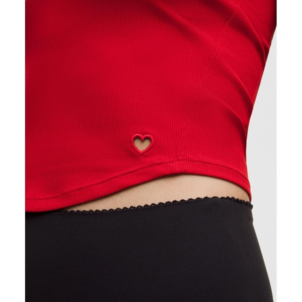Lululemon Nulu Ribbed Cropped Tank Top  Heart Oxford Red