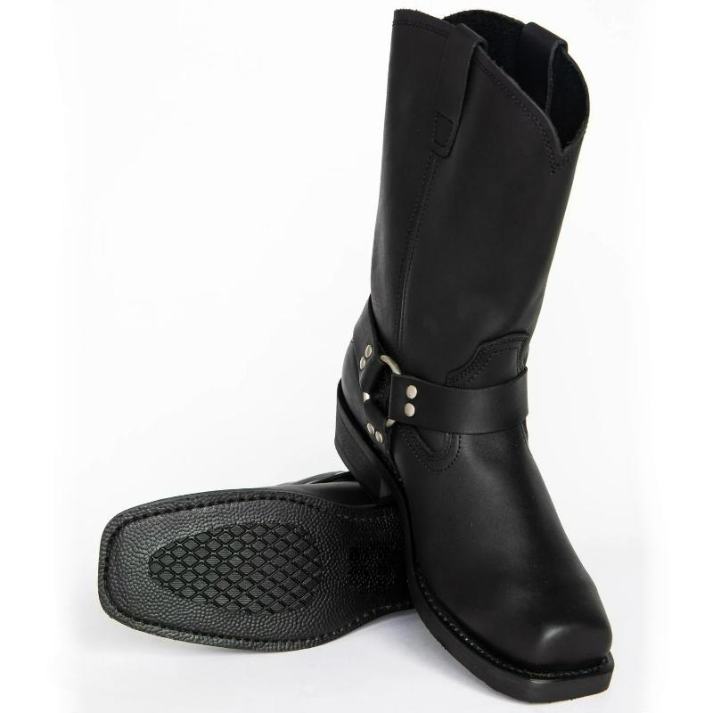 Fashion Luxury Retro Men's Cowboy Boots Mid Calf Western Boots New Buckle Strap Knight Boots Pu Leather Slip on Men Boot Plus Size 38-48