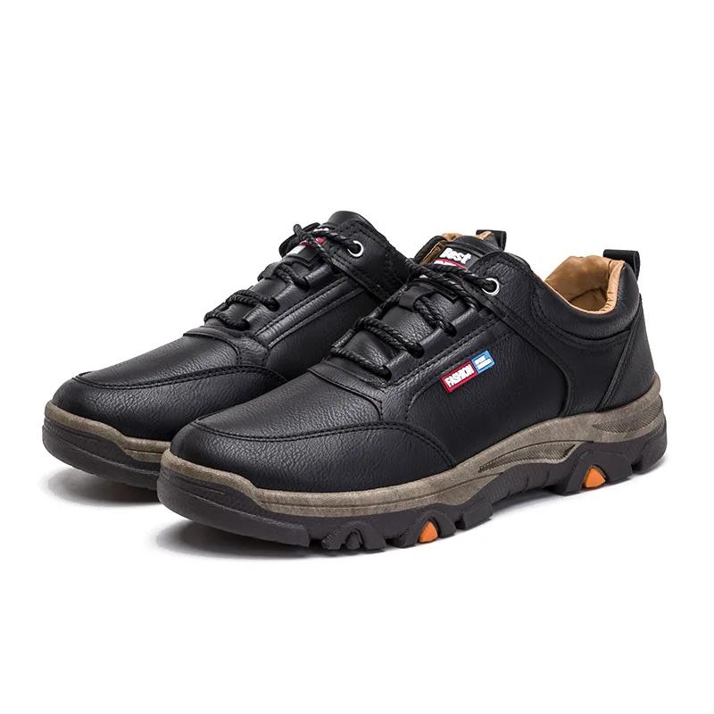 Hiking Sneakers Shoes for Men Breathable Outdoor Trekking Sport Men's Shoe Climbing Walking Pu Leather Sneakers Plush Warm