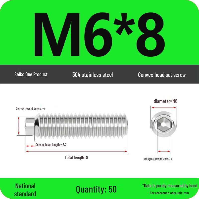 304 Stainless Steel Cup Point Grub Screw - Sizes M3 To M10