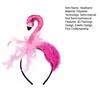 Women Headband 3D Flamingo Design Pink Feather Soft Velvet Fabric Hair Hoop Summer Beach Festival Party Hair Accessory