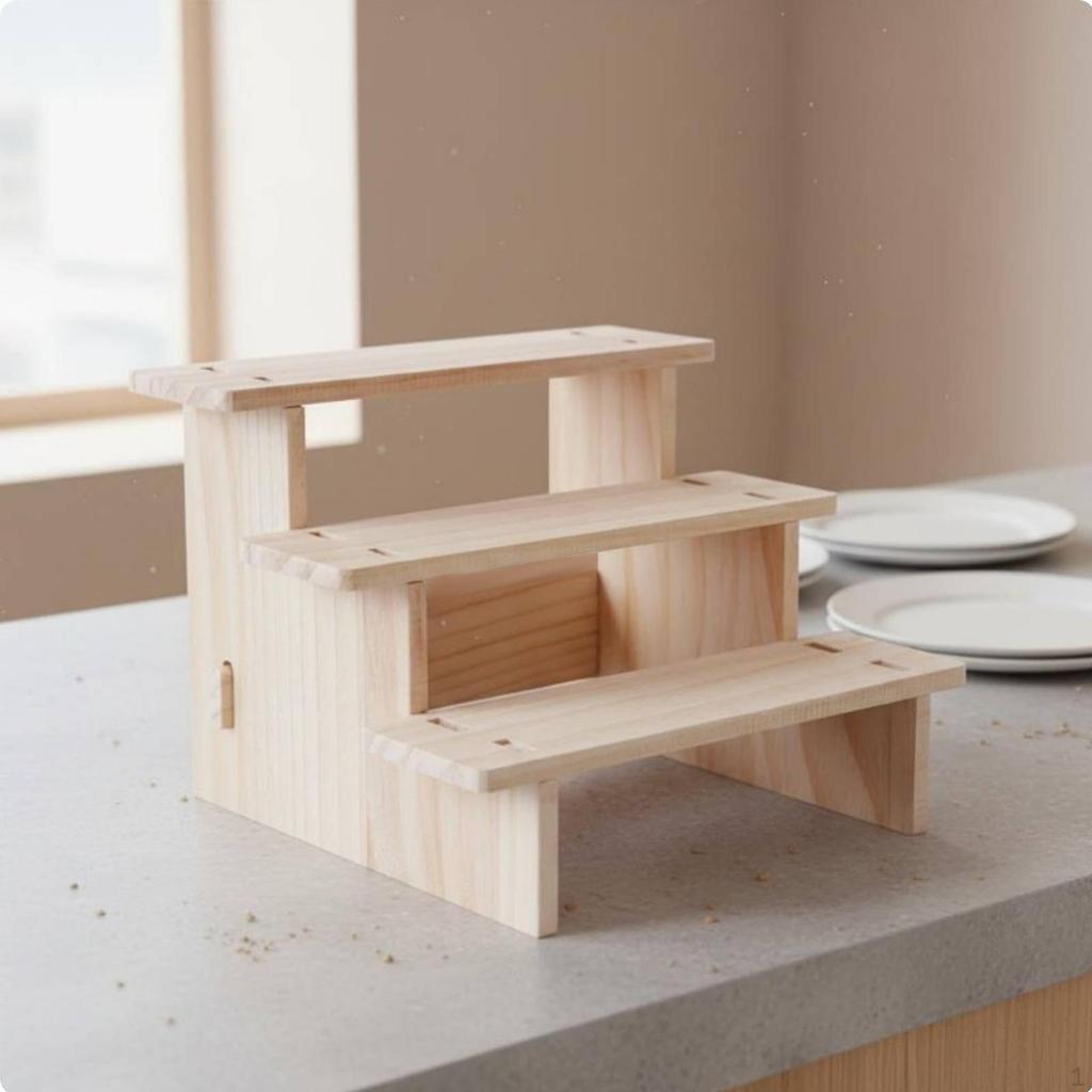 Wood Display Stand MultiFunctional Figurine Collection Shelf Tiered Design Wooden Riser for