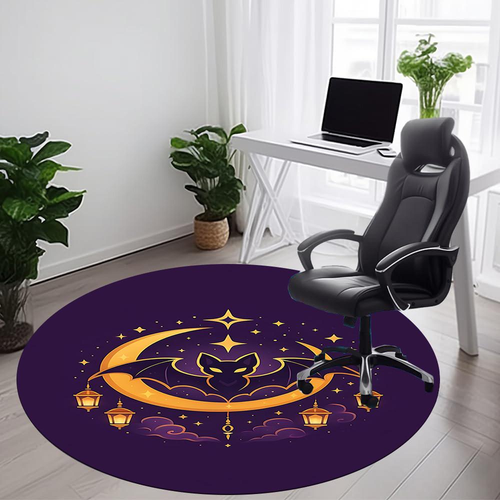 1pc Moon Bat Office Round Area Rug,  Mat Suitable ForOffice, Under Office Chairs Bedroom Living Room Home Decor, Room Deco