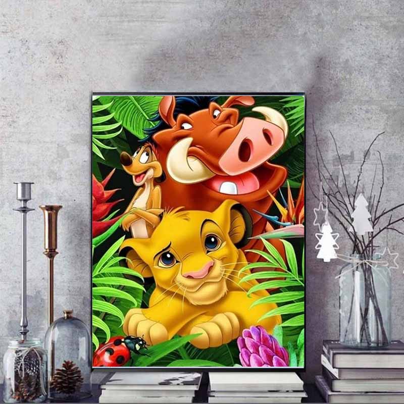 Disney Pittura con Diamanti Re Leone Pittura Artistica Strass Mosaico 5D Fatto a Mano Fai da Te Punto Croce Regalo Decorazione per la Casa