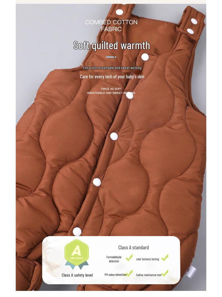 Pikowany kombinezon niemowlęcy: Ciepłe kombinezony jesienno-zimowe z rozpięciem w kroku