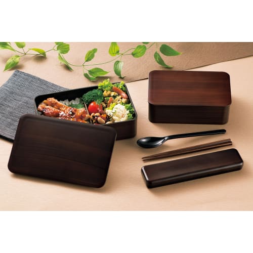 Tatsumiya Wood-Grain Lacquered Lunch Box, Single-Tier, Tochigi Wood Grain, 800mm X 30469mm