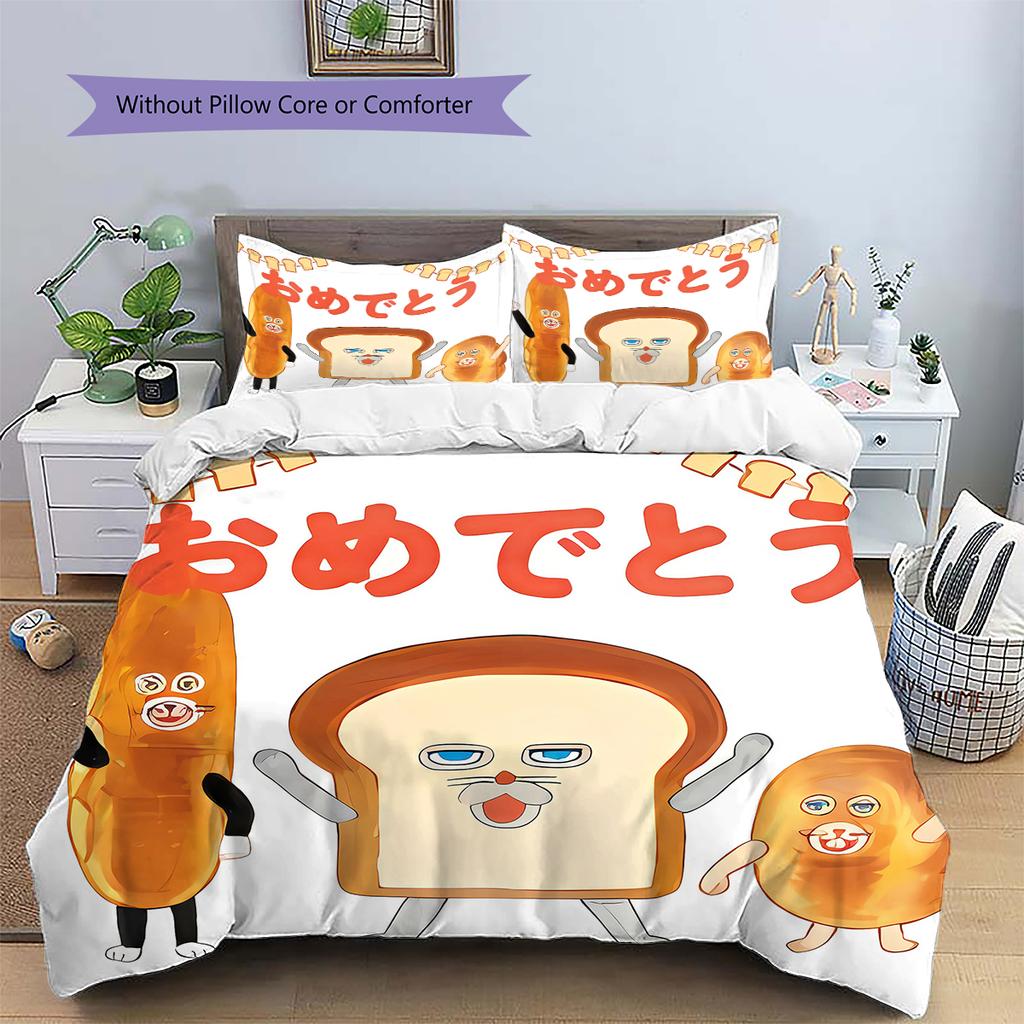 Bread Thief Pattern Bedding,Quilt Set Quilt Cover Pillowcase Home Birthday Gift (1 * Duvet Cover + 2 * Pillowcase, Without Core)