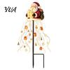 Decorative Solar Pathway Lighting Santa Claus Christmas Garden Light, LED Holding Gift Box Yard Stake Porch Holiday with Cascading String Lights
