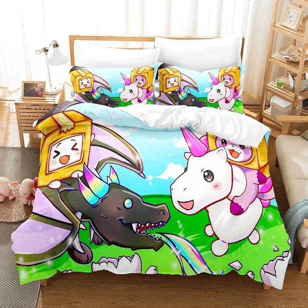 

Lankybox Foxy Boxy Комплекти постільної білизни Single Twin Full Queen Size Постільна білизна Kids Girls Bedroom Decor Cartoon Duhit Cover Set Sets US Twin 173x218cm